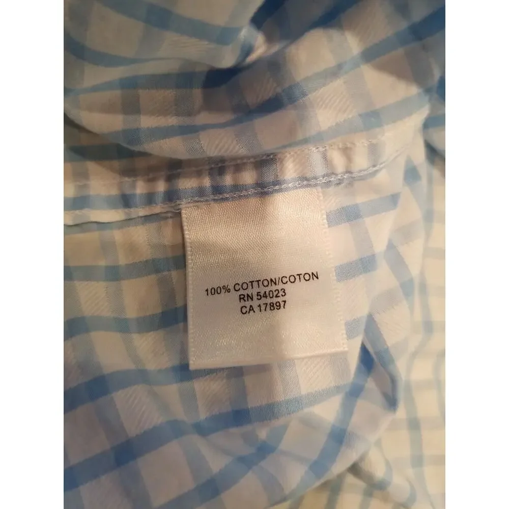 Banana Republic Mens Blue/White Window Pane Print Button up Shirt Size‎ XXL